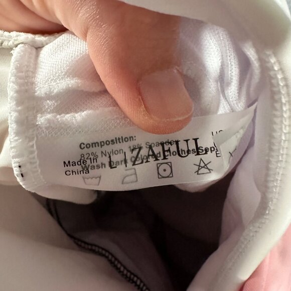 Zaful US 8-10 One Piece Swimdress Swimsuit Color Block V-Neck Wrap Tie Side NWT - Picture 11 of 13